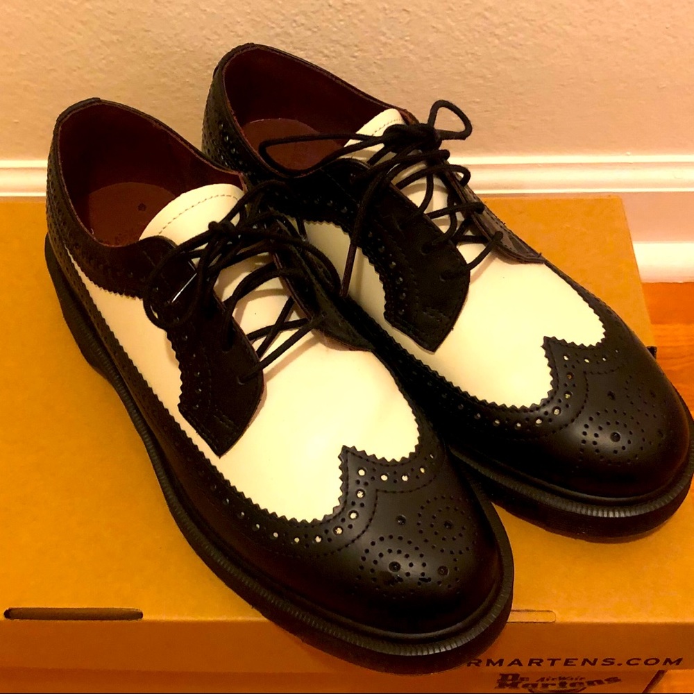 Dr. Martens Black & White Brogue Shoes (unisex)